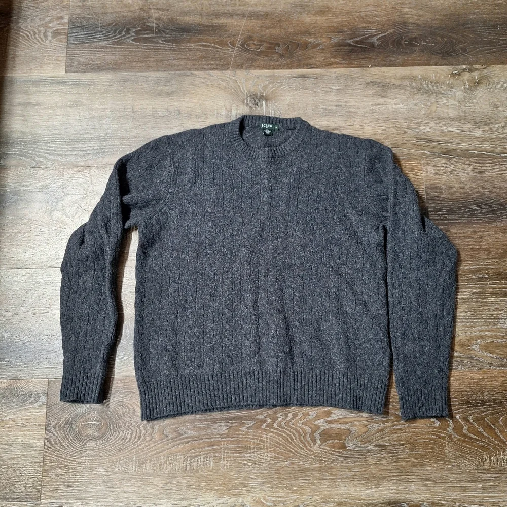 J. Crew Cable Knit Crewneck 100% Lambs Wool Sweater, Size Large, Style#78319